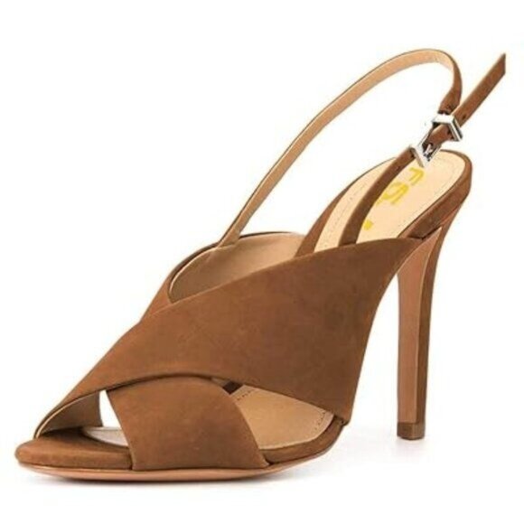 FSJ Women Elegant Slingback Sandals Stiletto High Heel Peep Toe Crisscross - Picture 1 of 8